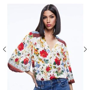 NWT Alice and Olivia Serena button front top sz S